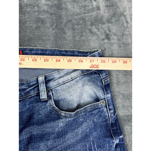Southpole Men's Skinny Fit Moto Jeans 36x29 Blue Acid Wash‎ Distressed Biker Y2K - Picture 10 of 16